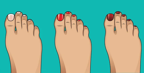Beauty Nails Concept Female Feet Beautiful Pedicure — Stock Vector