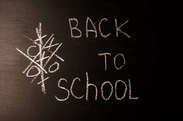 Volta Escola Conceito Parentalidade Inscrição Quadro Negro Com Giz Branco — Fotografia de Stock