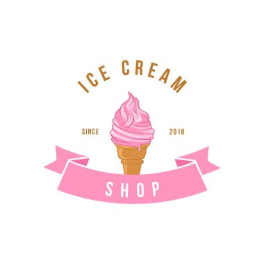 İtalyan Gelato dondurma Logo şablonu vektör tasarımı