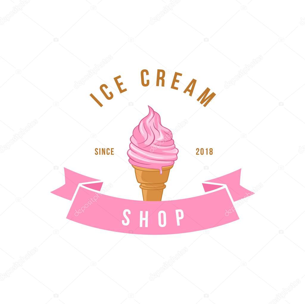 Italian Gelato Ice Cream Logo Template Vector Design