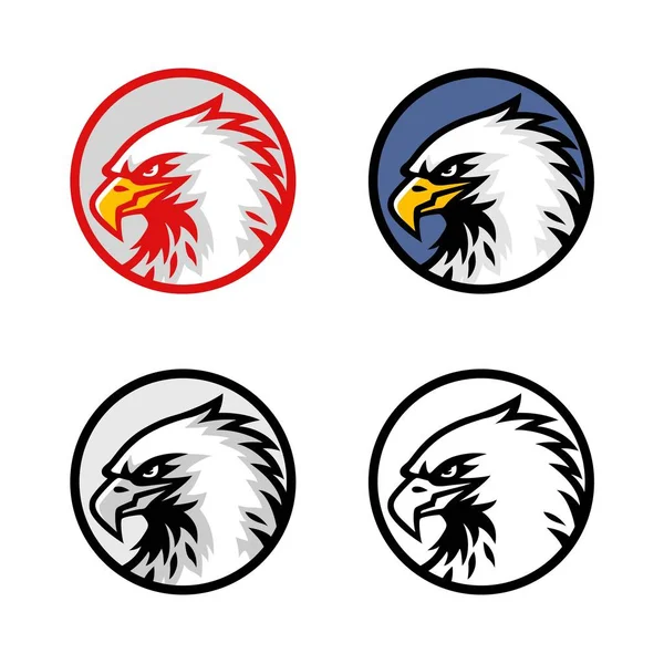 Jeu Logo Tête Aigle Conception Vectorielle Signe Icône Modèle Illustration — Image vectorielle