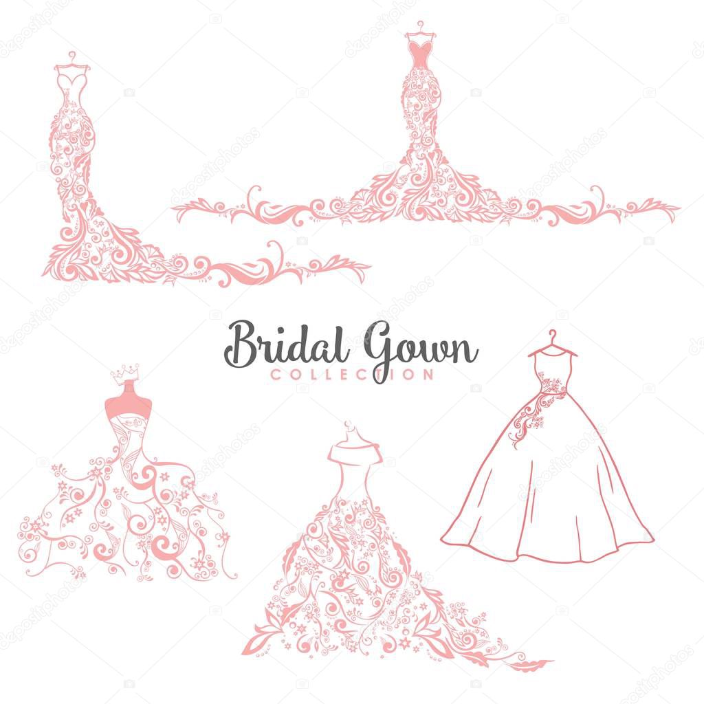 Dress Boutique Bridal Collection Logo Set, Icon, Template Illustration Vector Design