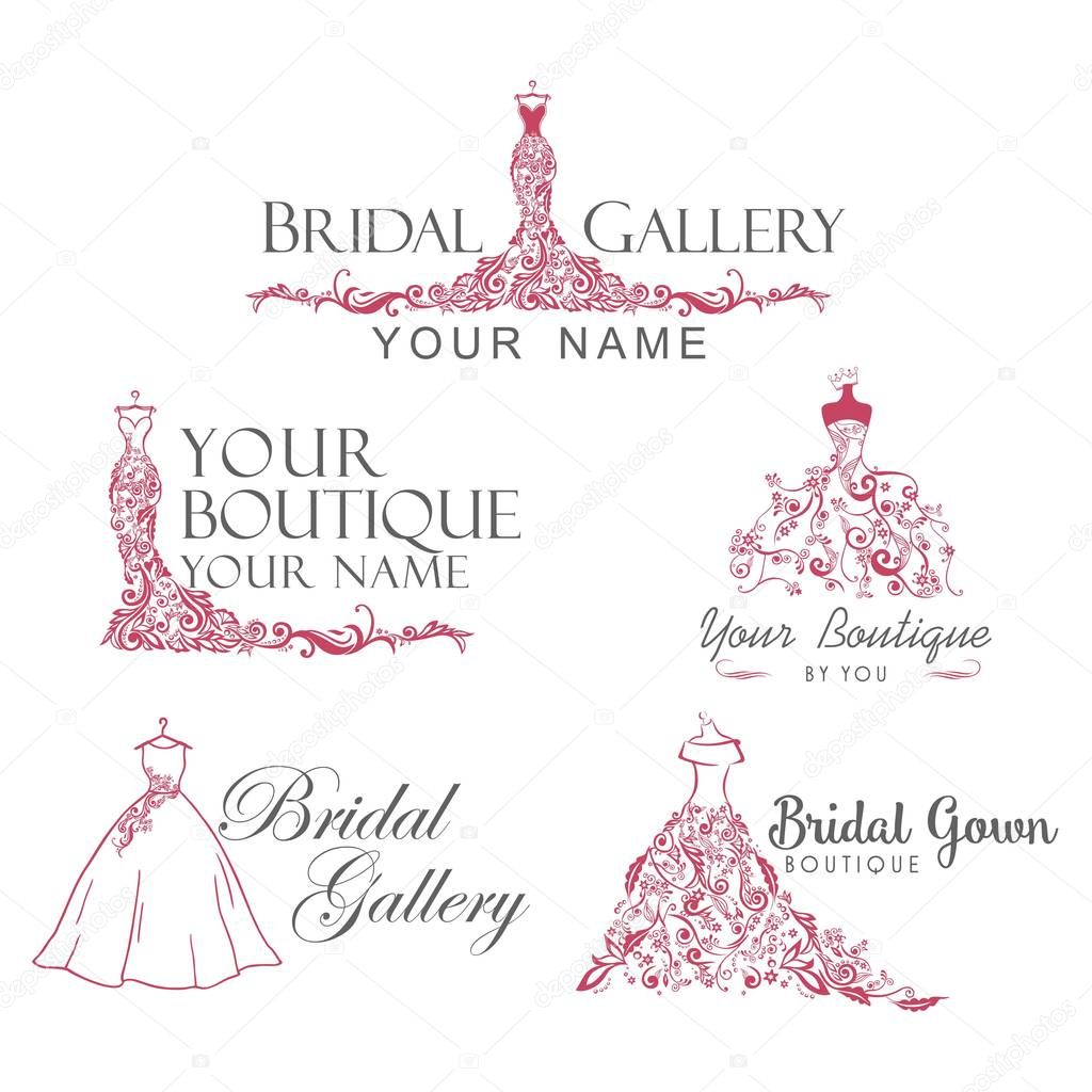 Dress Boutique Bridal Collection Logo Set, Icon, Template Illustration Vector Design