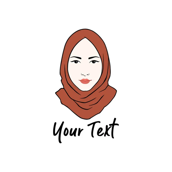 ヒジャーブのロゴ 若い素敵なイスラム教徒の少女フラット デザイン ベクトル テンプレート — ストックベクタ