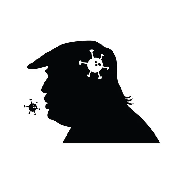 Presidente Donald Trump Silhouette Con Coronavirus Covid Cartoon Vector Illustrazione — Vettoriale Stock