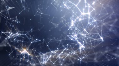 Bilim kurgu ve teknoloji yenilik sahnesinde reklam ve duvar kağıdı için 3 boyutlu illüstrasyon. Dekoratif konseptte 3B canlandırma.