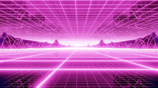 Reklam ve 80 'lerin retro ve bilim kurgu pop sanat sahneleri için 3 boyutlu illüstrasyon arka planı. Dekoratif konseptte 3B canlandırma.
