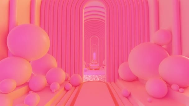 Abstrakcyjna Scena Pastel Color Geometry Tunnel Jest Materiałem Filmowym Filmów — Wideo stockowe