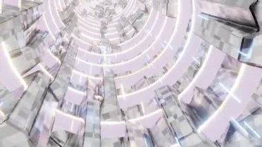 Speed Light Tunnel In Station, bilimsel filmler ve uzaydaki sinematik filmler için yapılmış bir görüntüdür. sahne ve başlıklar için iyi bir arkaplan, logolar.