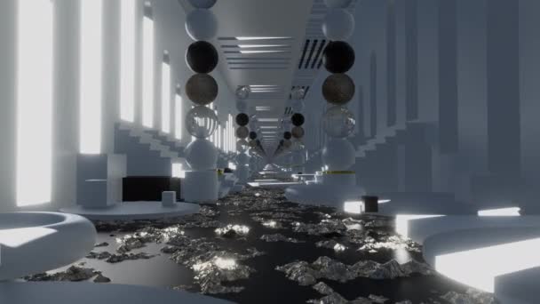 Geometric Abstract Spaces Dreamy Stairway Metraje Movimiento Para Películas Comerciales — Vídeos de Stock