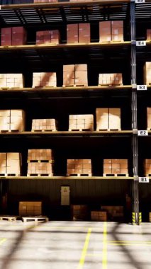 In The Small Warehouse, 3d Render animation small warehouse displays sturdy racks, perfect for advertising durable storage units and efficient organizational systems for small business logistics .