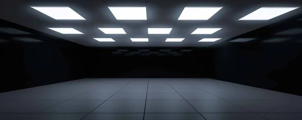 dark blue futuristic room dark mirror surface 3d render