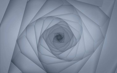 Soyut beyaz ve mavi bükülmüş koridor 3d render