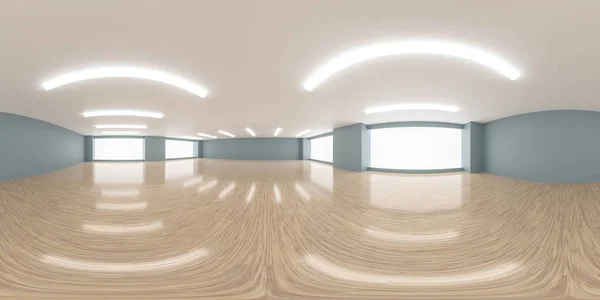 Άδειο Δωμάτιο Μπλε Τοίχους Και Ξύλινο Δάπεδο Εσωτερικό 360 Equiορθογώνιο — Φωτογραφία Αρχείου