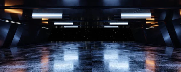 검은 미래의 거울 우주 선 기술 3d 렌더링 배경 설명 — 스톡 사진