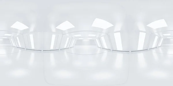 Vista panorámica esférica equirectangular completa 360 de la arquitectura moderna futurista del edificio de la tecnología ilustración de la representación 3d —  Fotos de Stock