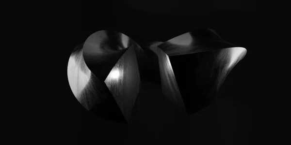 Black abstract reflection black object shape background. Black minimalism. 3d rendering illustration