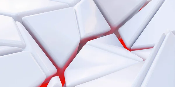 Αφηρημένα λευκό γεωμετρικά σχήματα φόντο τεχνολογία 3d απόδοση εικονογράφηση — Φωτογραφία Αρχείου