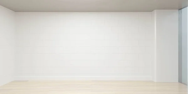 Порожня біла стіна та дерев'яна підлога копіюють простір фону 3d ілюстрація — стокове фото