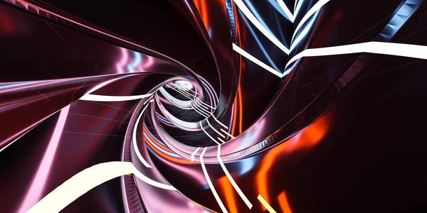 Dunkel futuristisch abstrakt geometrische Formen Technologie Hintergrund Metall Licht 3D Render Illustration — Stockfoto