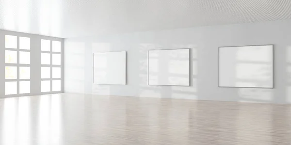 art gallery wall with empty picture frames and copy space to add your content 3d rendering illustration