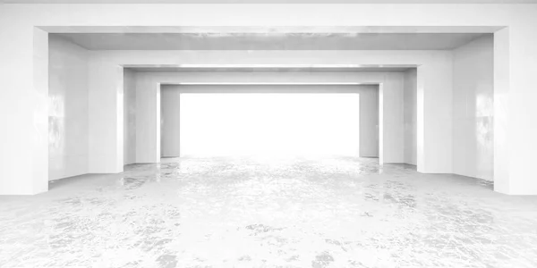 Abstract white architecture hall tunnel 3d render illustration white concrete surface — Stock Photo, Image