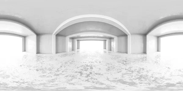 Hvid virtuel abstrakt 360 graders panorama vr design hdr stil equi rektangulær hal 3d gengivelse illustration - Stock-foto