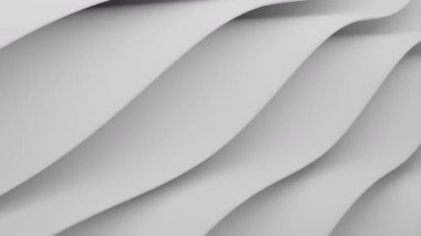 Pürüzsüz eğrilerle soyut beyaz dalgalı desen arkaplanının döngü canlandırması.