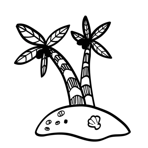 Vektor Illustrationselement Tropische Palme Der Küste Doodle Stil Handgezeichnet Symbol — Stockvektor