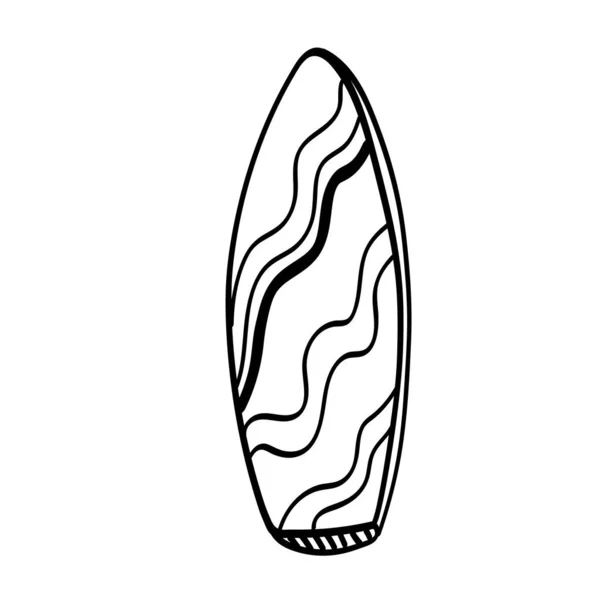 Vector Illustration Element Surfbrett Doodle Stil Handgezeichnet Symbol Symbol Logo — Stockvektor