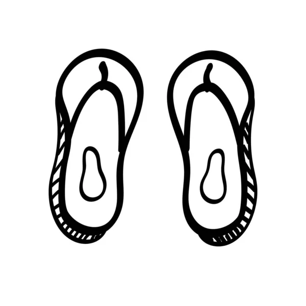 Sandali Con Elementi Illustrativi Vettoriali Stile Doodle Disegnato Mano Icona — Vettoriale Stock