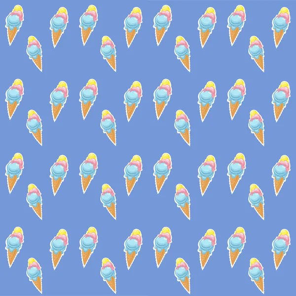 Helado Vector Patrón Sin Costura Sobre Fondo Azul Papel Regalo — Vector de stock