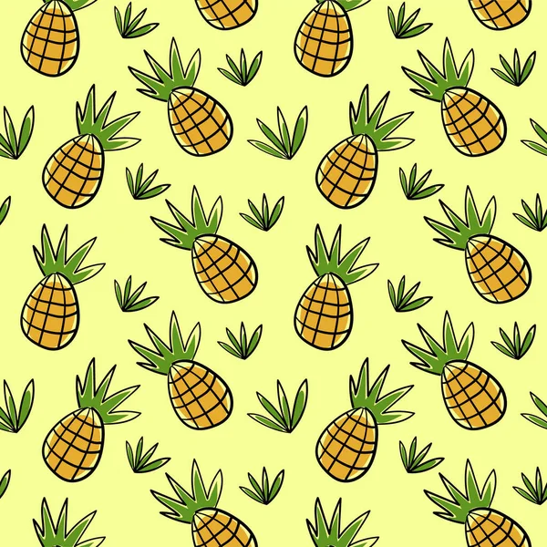 Naadloos Vectorpatroon Met Ananas Ontwerp Van Pakpapier Textiel Bedrukking — Stockvector