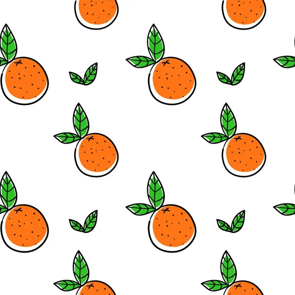 Nahtloses Vektormuster Mit Orange Auf Weißem Hintergrund Gestaltung Von Packpapier — Stockvektor