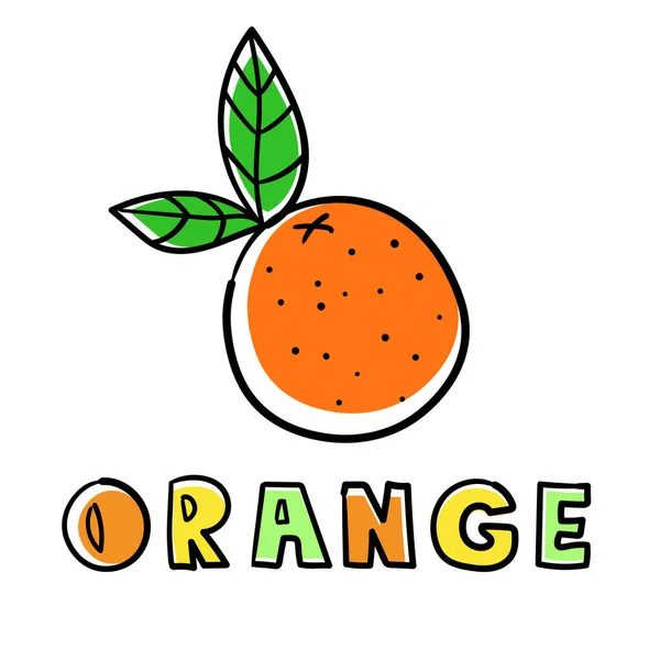 Ilustração Vetorial Com Laranja Folha Sobre Fundo Branco Ilustração Frutas —  Vetores de Stock