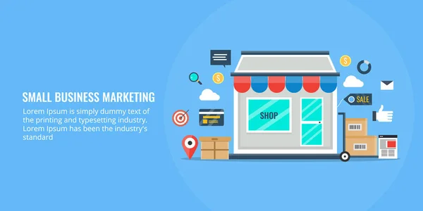 Küçük işletme pazarlama, yerel iş seo, e-ticaret, arama motoru optimizasyonu yerel mağaza, harita, online alışveriş ve teslim için. Düz tasarlamak vektör.