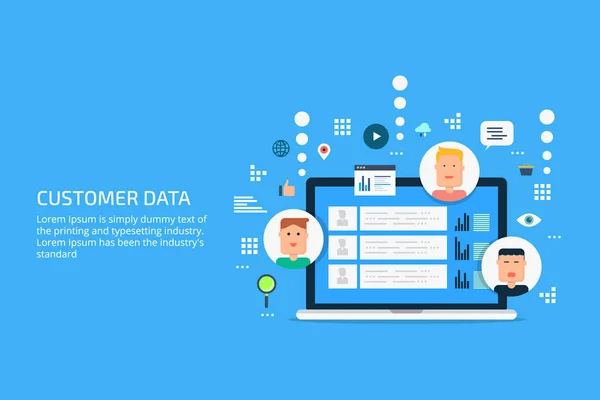 Dados Cliente Gestão Perfil Cliente Análise Cliente Ilustração Vetorial Design — Vetor de Stock