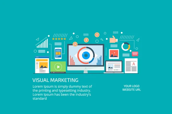 Visual Marketing Digital Story Telling Data Driven Marketing Viral Content — Stock Vector