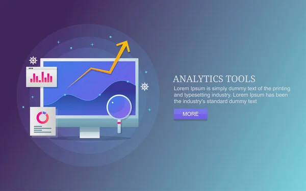 Alat Analisis Menganalisis Data Pada Layar Komputer Laporan Data Dan - Stok Vektor