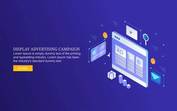 Visningskampanje Annonsemarkedsføring Digital Medieflat Vektorbannerillustrasjon – stockvektor