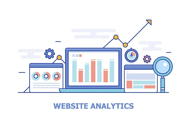 Conceito Análise Dados Análise Site Ferramenta Aplicação Marketing Banner Vetorial — Vetor de Stock