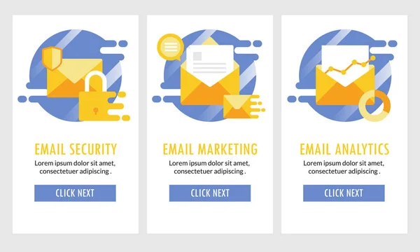 Segurança Mail Marketing Análise Boletim Informativo Publicidade Design Plano Para — Vetor de Stock
