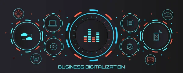 Digitalização Negócios Banner Colorido — Vetor de Stock
