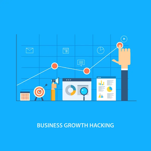 Crescita Del Business Hacking Banner Colorato — Vettoriale Stock