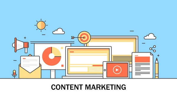 Content Marketing Färgglada Banner — Stock vektor