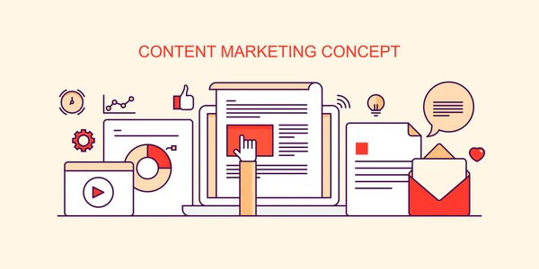 Content Marketing Concept Kleurrijke Banner — Stockvector