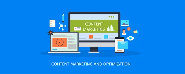 Content Marketing Optimization Kleurrijke Banner — Stockvector