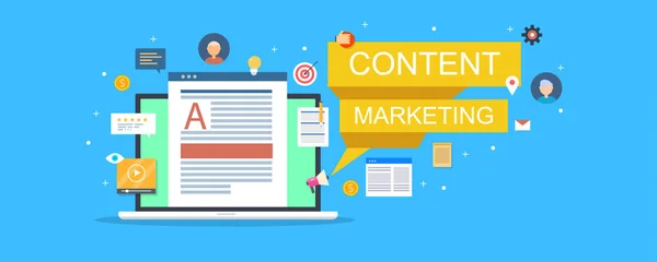 Content Marketing Promotie Kleurrijke Banner — Stockvector