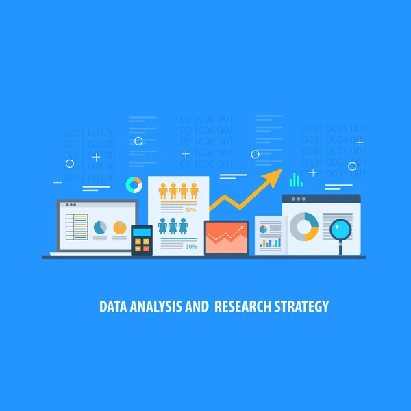 Dataanalys Forskning Strategi Färgglada Banner — Stock vektor