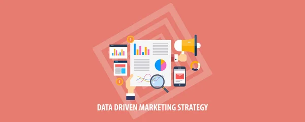 Estratégia Marketing Orientada Por Dados Bandeira Colorida —  Vetores de Stock